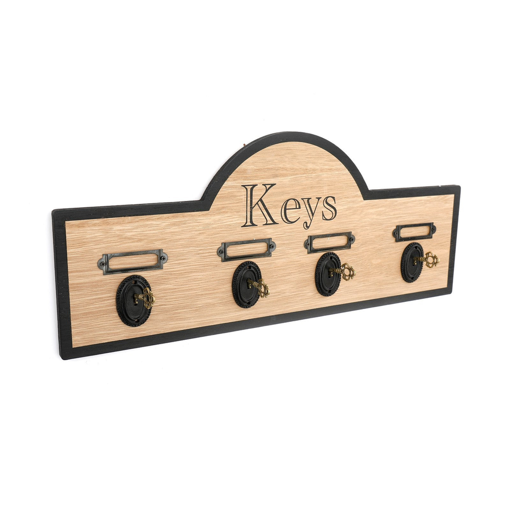 Premium Wooden Board w/ 4 Key Design Hooks