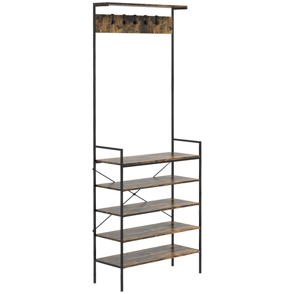 HOMCOM Industrial Baker's Rack Multi-tier Microwave Stand with 5 Hooks