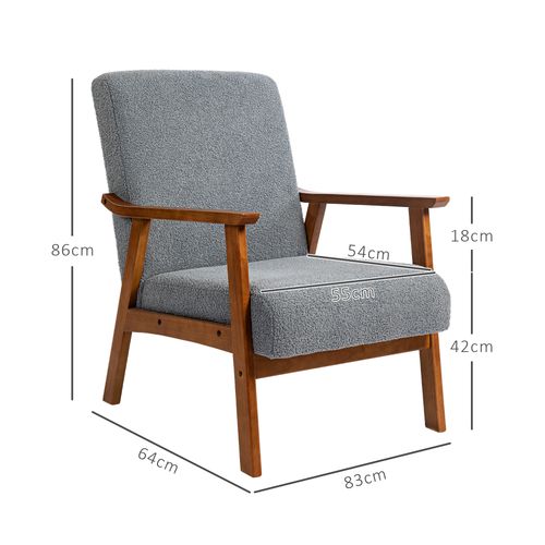 HOMCOM Boucle Accent Chair Armchair W/ Wide Seat for Living Room Bedroom