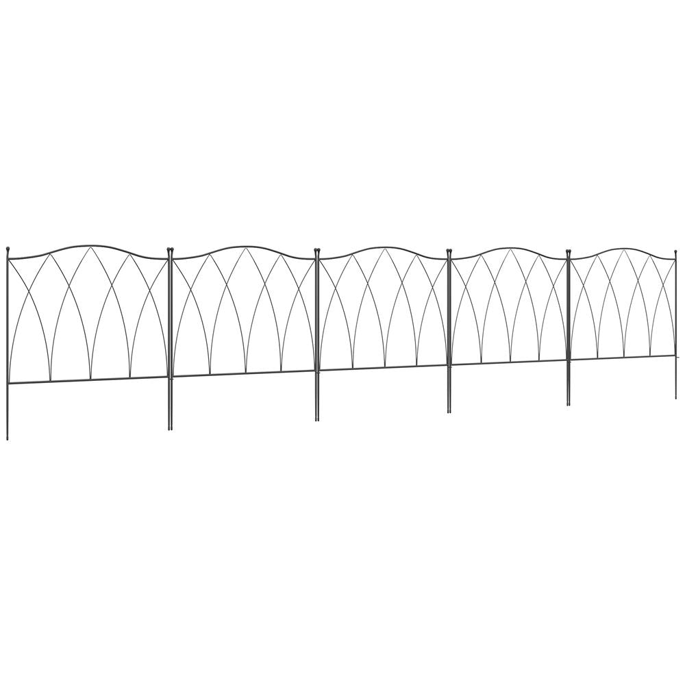 Outsunny Metal Border Edging - Decorative Garden Fencing, 5PCs
