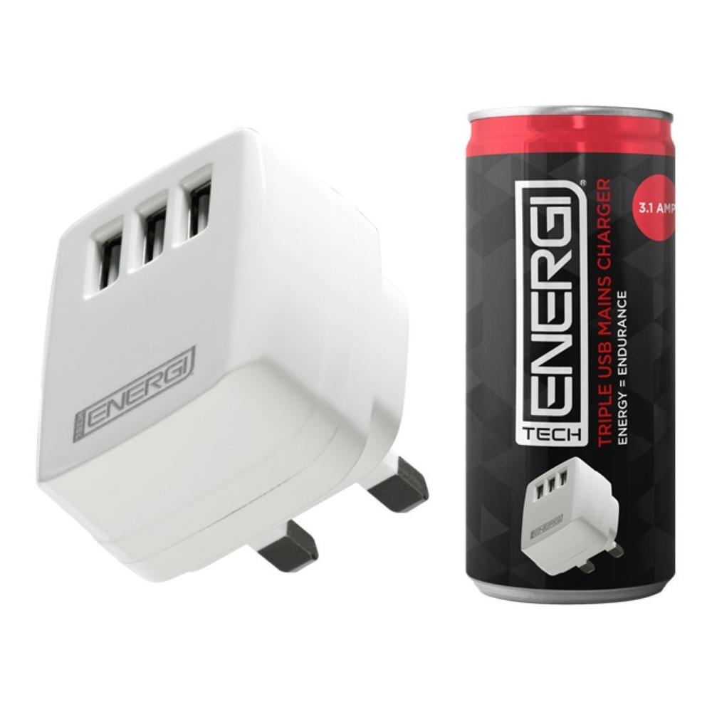 Tech Energi Triple USB Charger 3.1Amp - White