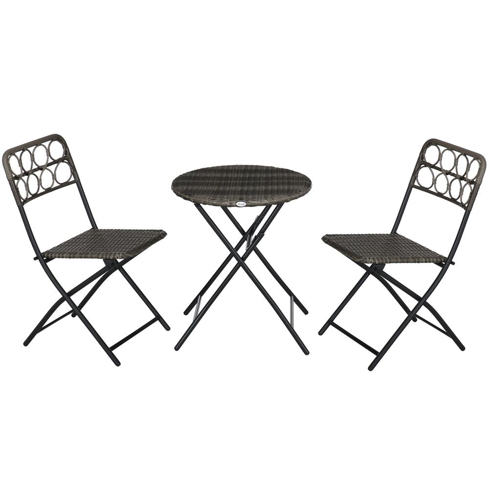 Outsunny 3 PCS Folding Rattan Wicker Bistro Set