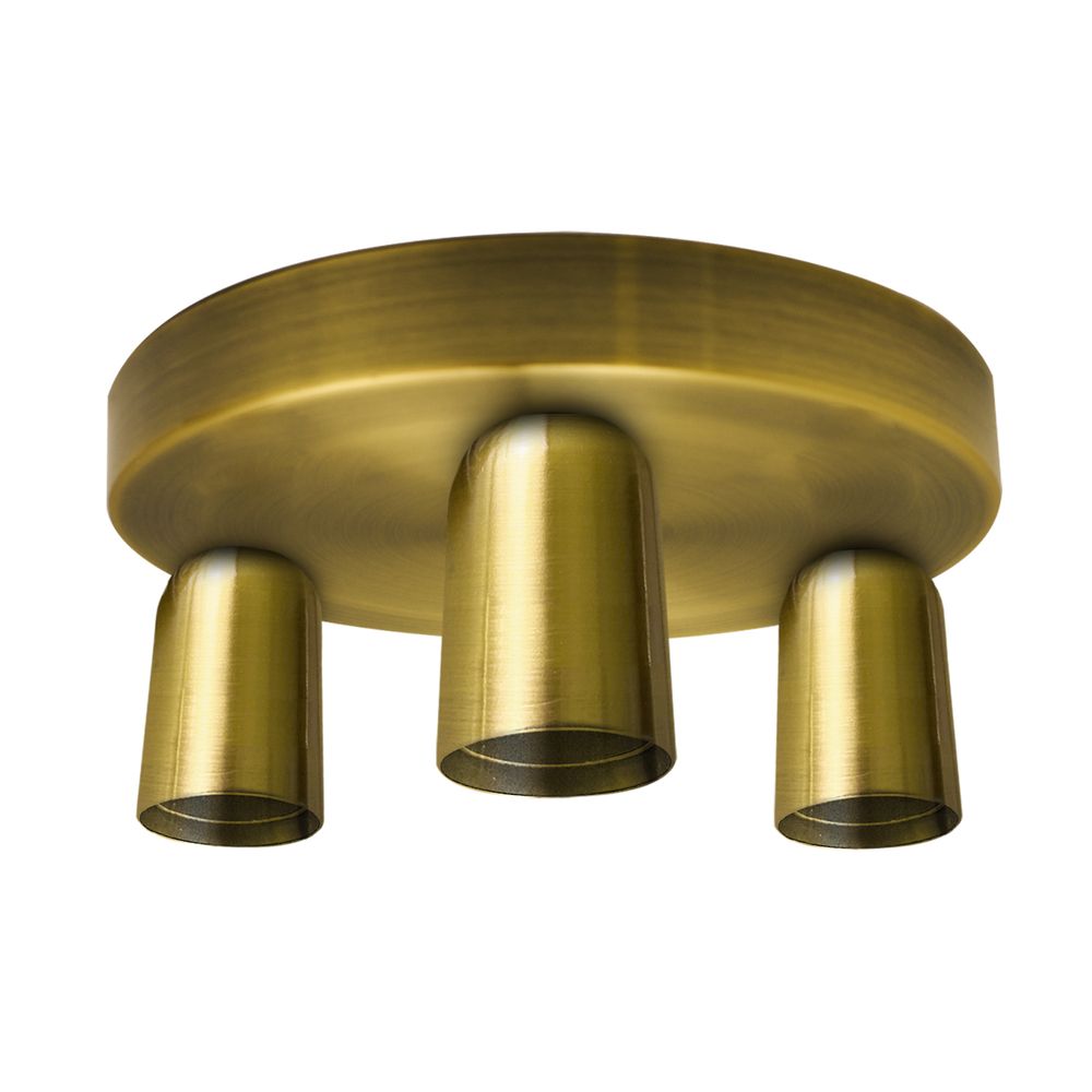 Vintage Yellow Brass Ceiling Light - 3 Way E27 Lamp Base - Semi Flush Design