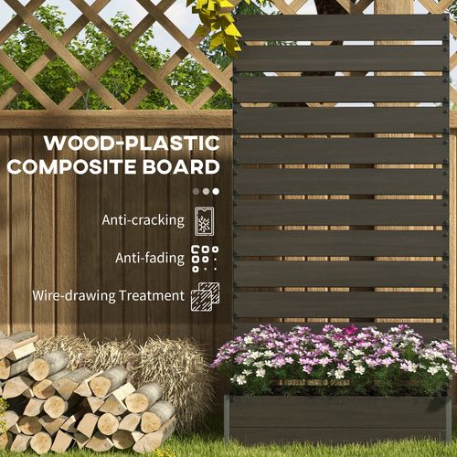 Outsunny Raised Garden Bed with Trellis Standing Patio Planter Box Black