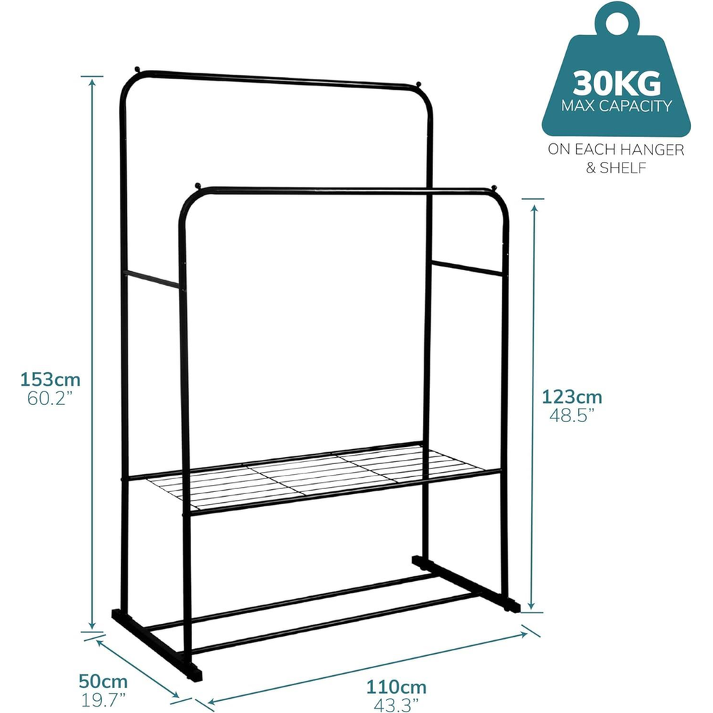 Double Clothes Rail in Black