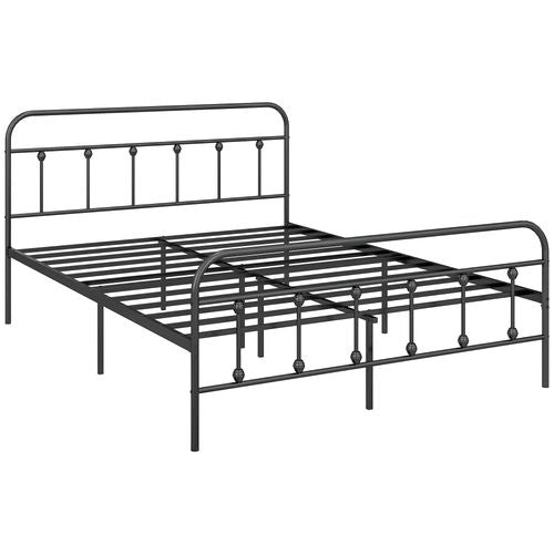 HOMCOM 3ft Metal Single Platform Bed Frame w/ Underbed Storage Headboard