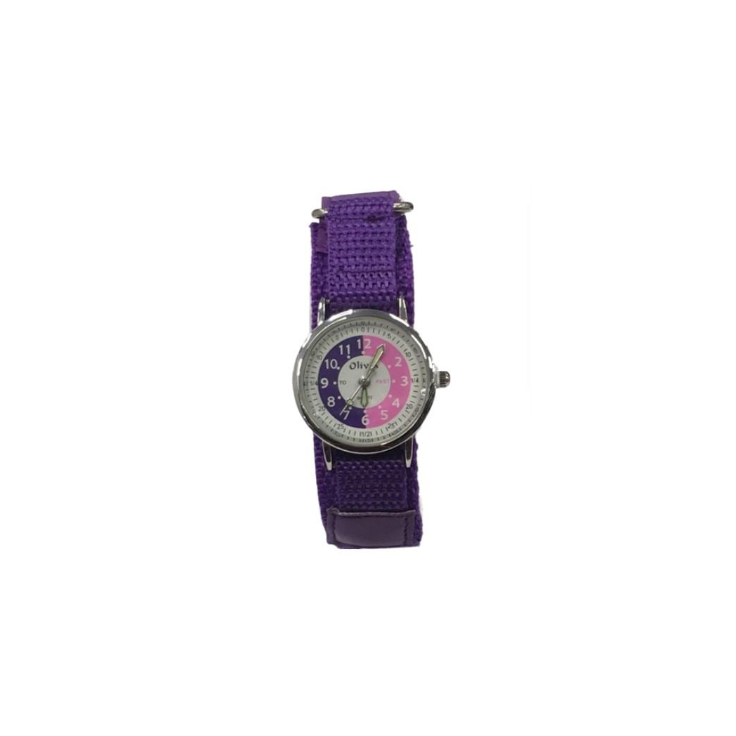 Olivia Children's Girls Analogue Classic Quartz Time Teacher Watch with Velcro Strap TOC149  - CLEARANCE NEEDS RE-BATTERY