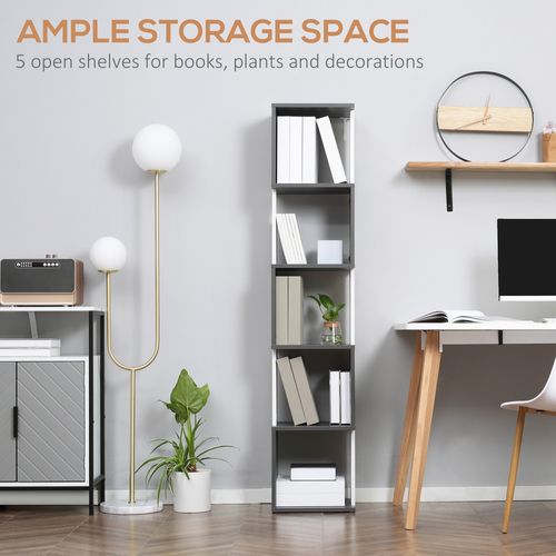 HOMCOM 5-Tier Bookshelf Freestanding Bookcase Storage Shelves