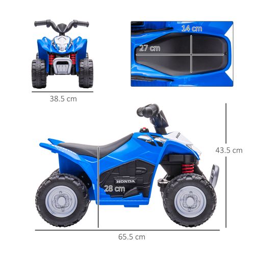 AIYAPLAY Honda Licensed Kids Electric Quad Bike 6V ATV 1.5-3 Years Blue