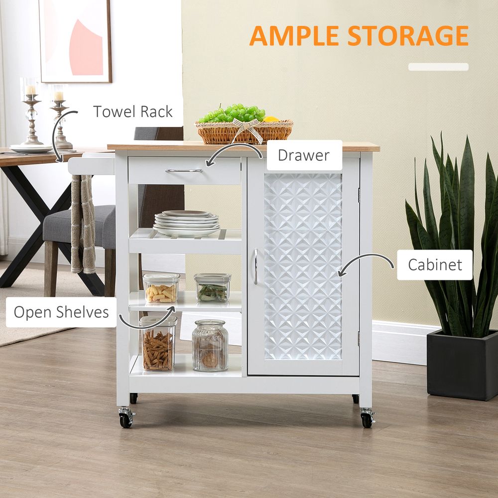 Kitchen CartUtility Kitchen Island with Storage Drawer, White