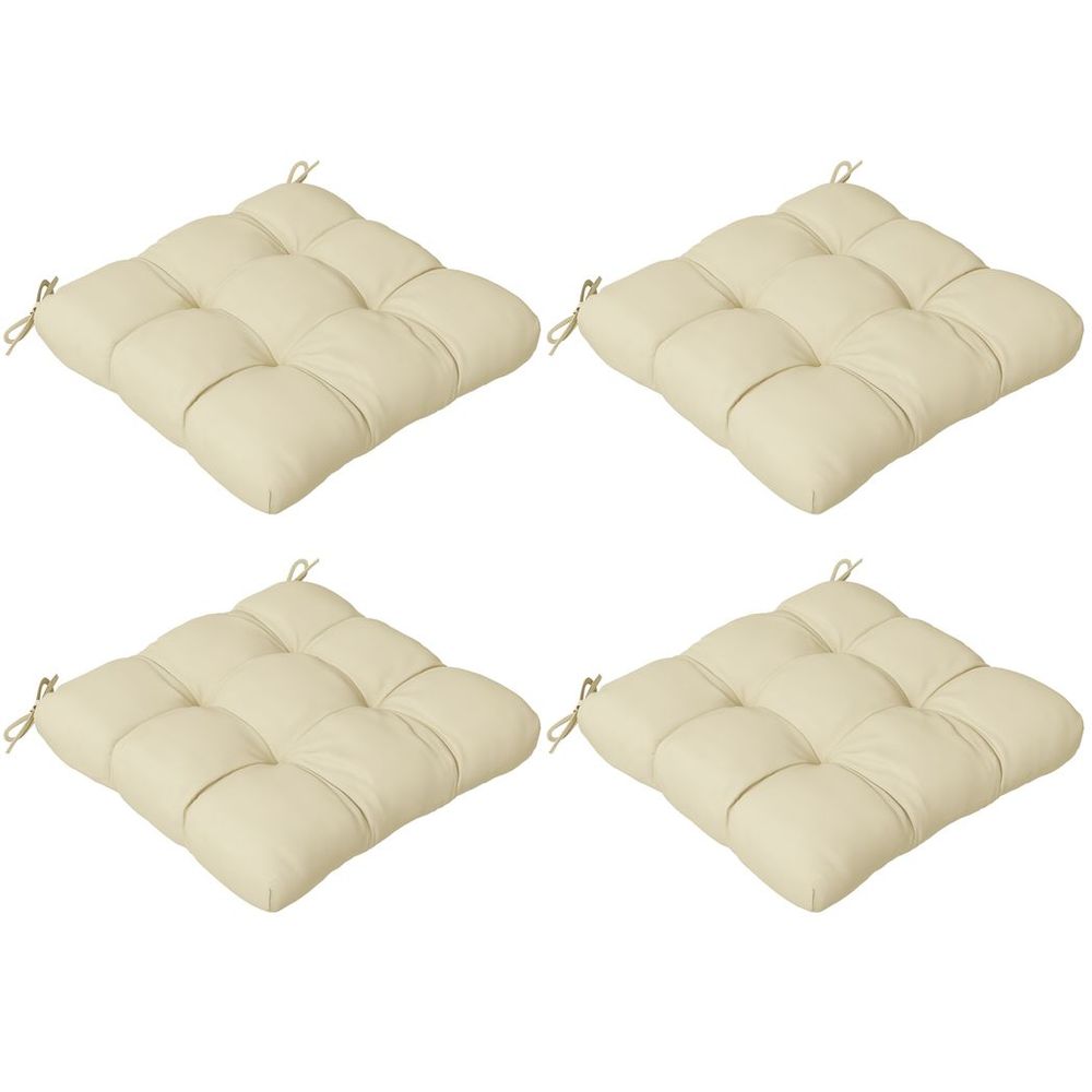 Premium Outdoor Seat Cushions - Set of 4, Garden Furniture, Beige - Flame Retardant, Fade-resistant, Water-resistant