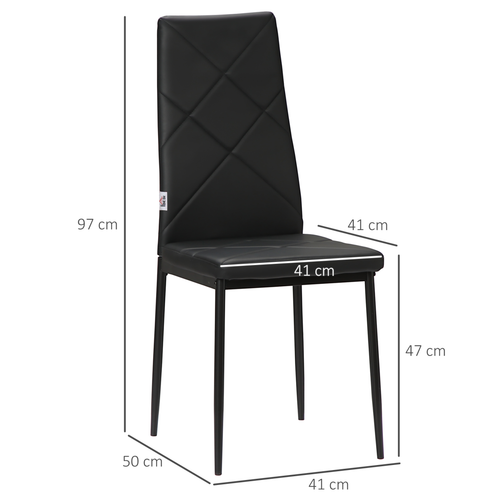 HOMCOM 4-Pieces Dining Chairs, Faux Leather Kitchen Chairs, Black