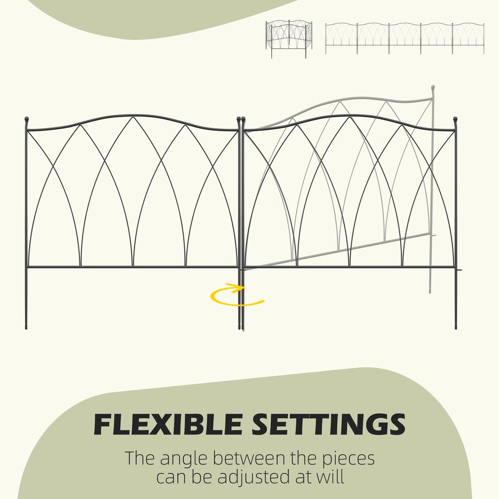 Outsunny Metal Border Edging - Decorative Garden Fencing, 5PCs