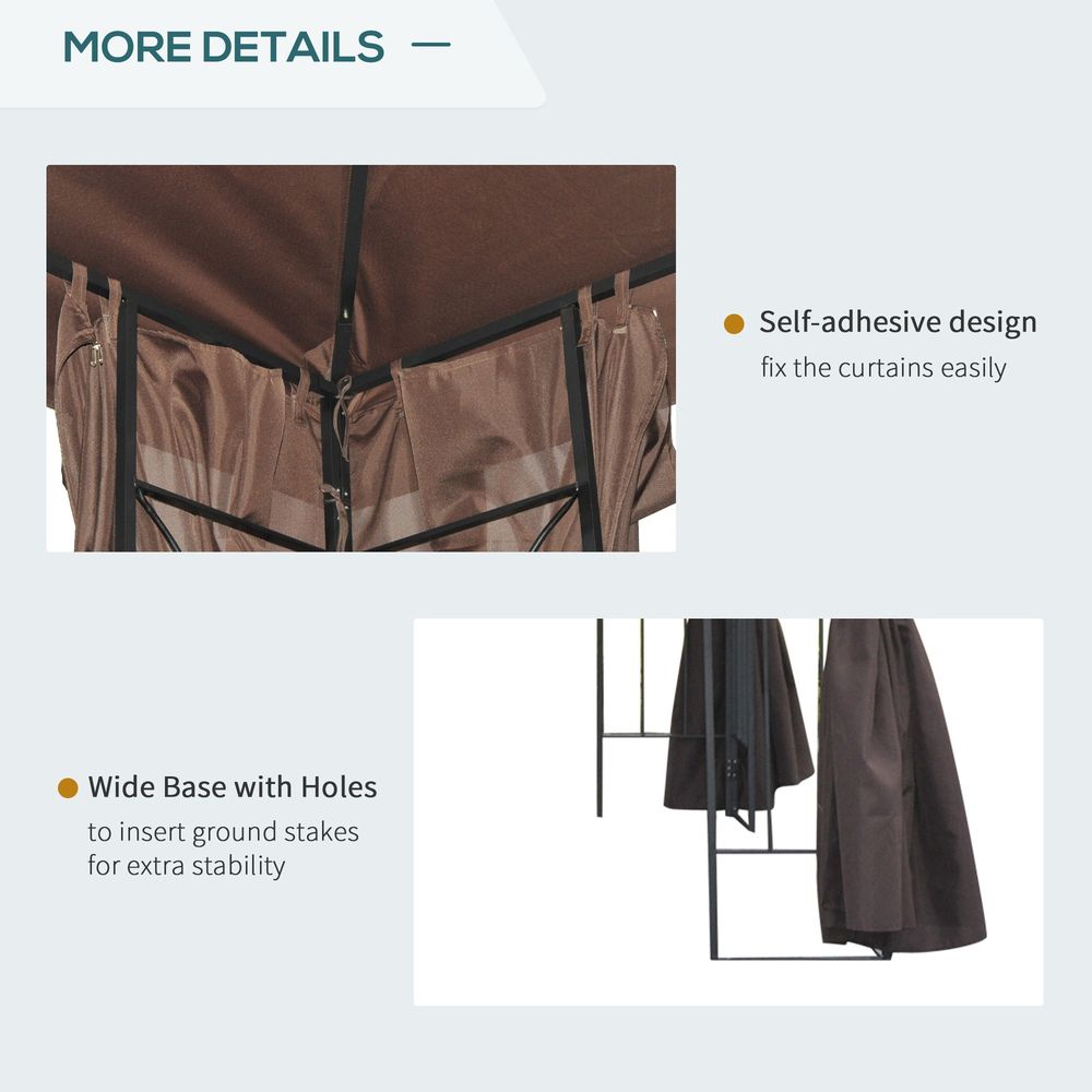 Outsunny 3x3m Gazebo with Side Panel - Brown