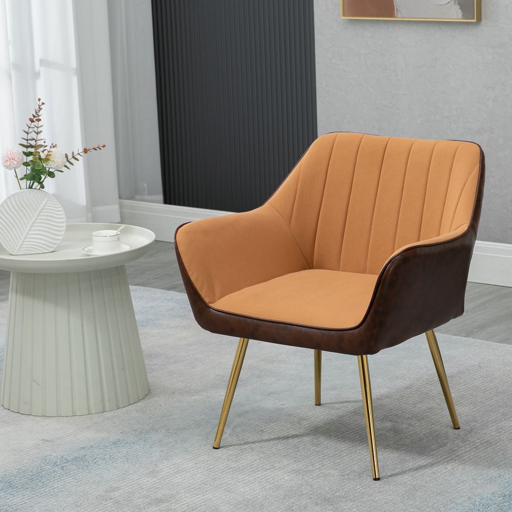 Accent Chairs Velvet Armchairs for Living Room and Bedroom Light Brown HOMCOM