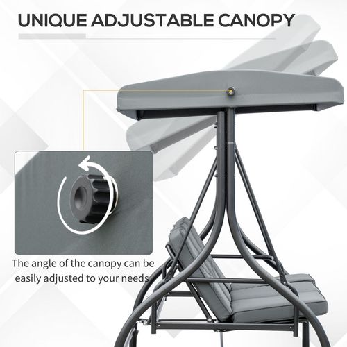 3 Seater Canopy Swing Chair Porch Hammock Bed Rocking Bench Dark Grey