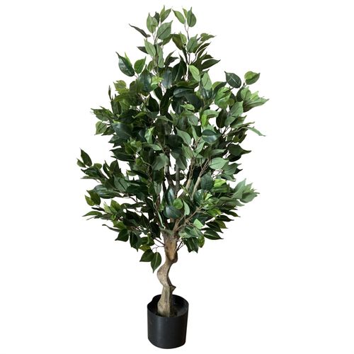 100cm Premium Artificial Ficus Twist Tree Gold Curve Planter