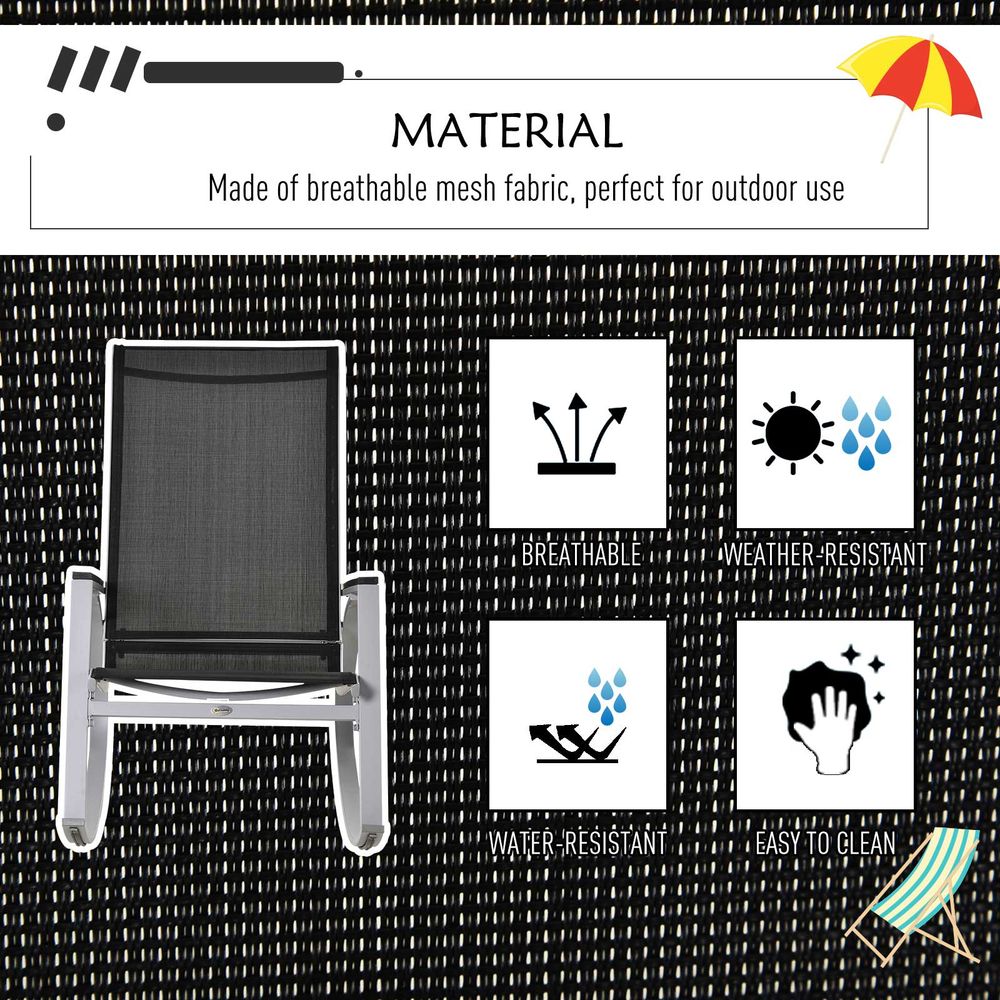 Outdoor Texteline Rocking Chair - Black/Silver