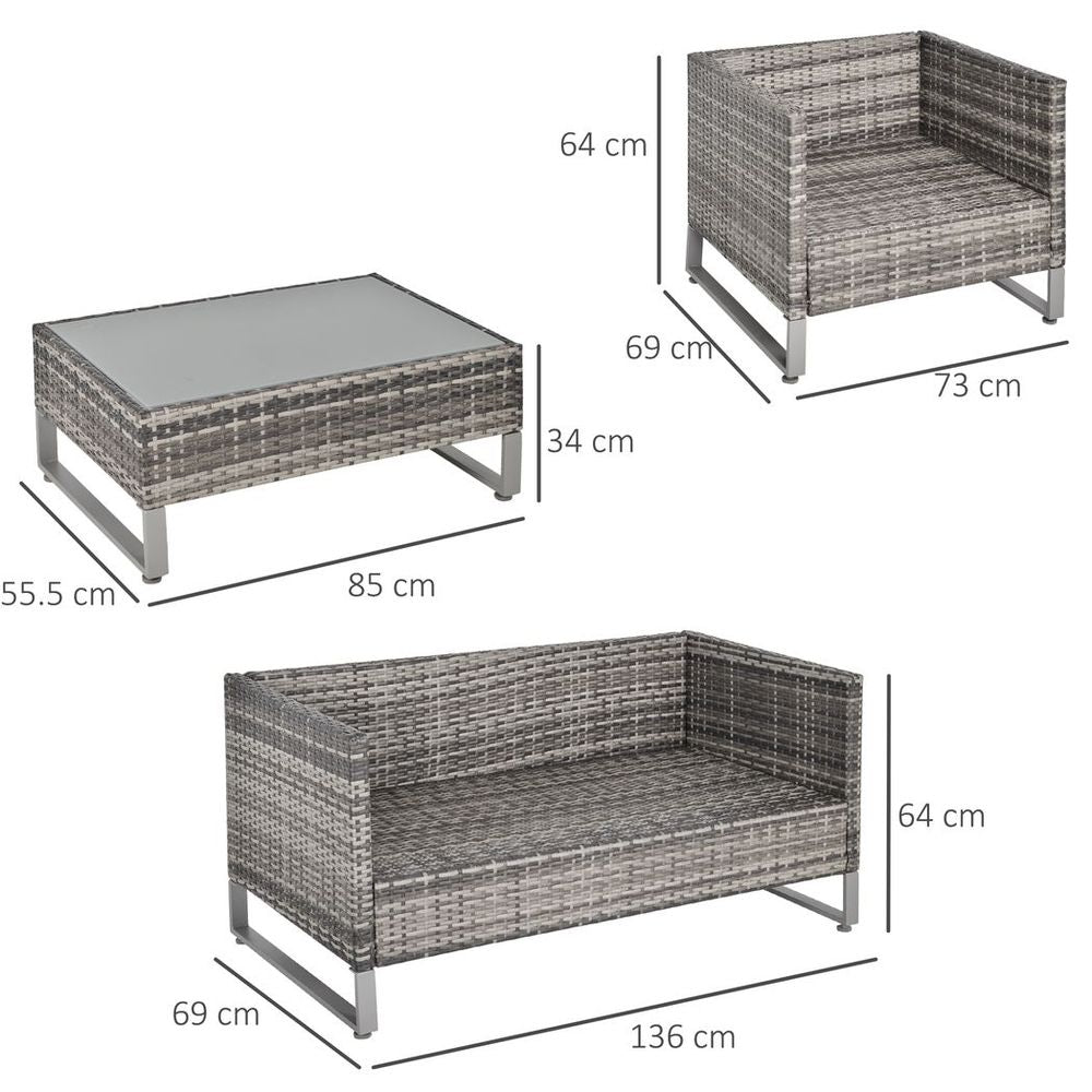 Premium 4-Piece Outdoor Dining Set: PE Rattan Wicker Sofa Chairs +Table, Cushions