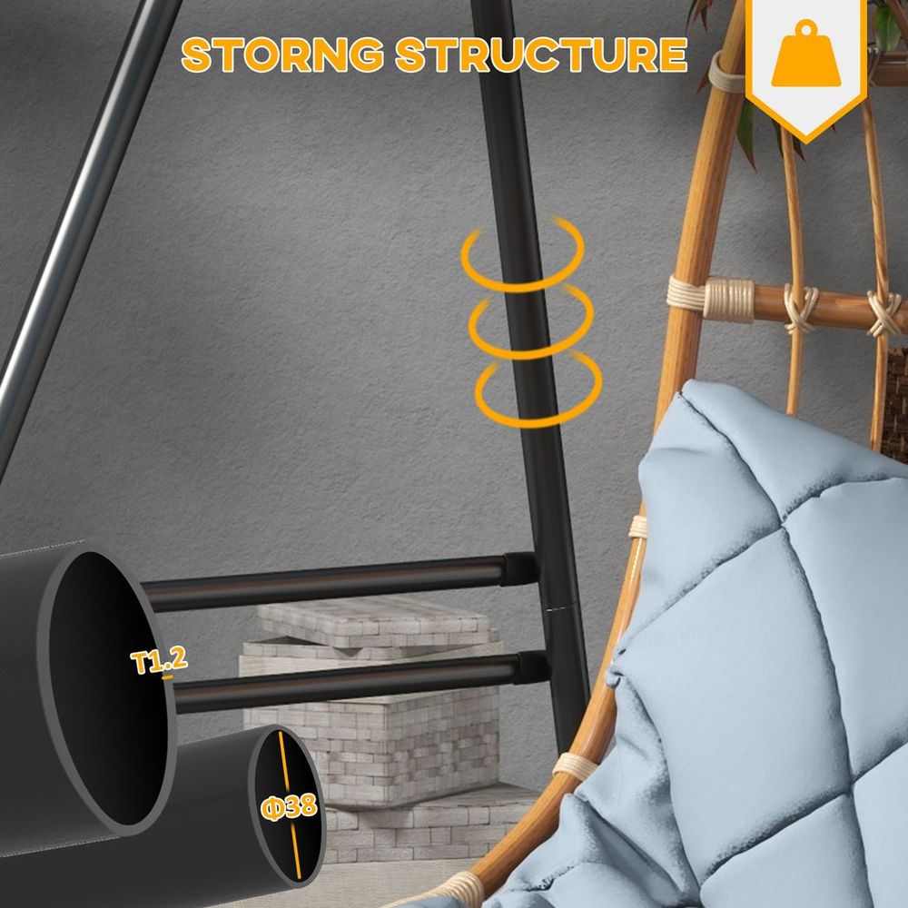 Outsunny Metal Hammock Chair Stand - Black, Weatherproof, Versatile, Easy Assembly - Perfect for Any Space