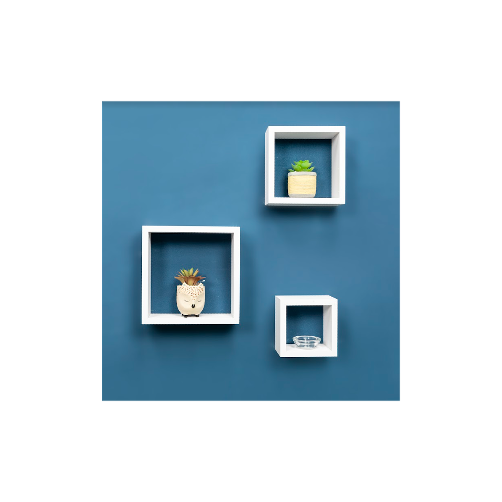Stylish Set of 3 Cube White Floating Wall Shelf - Best Quality, Expert Craftsmanship