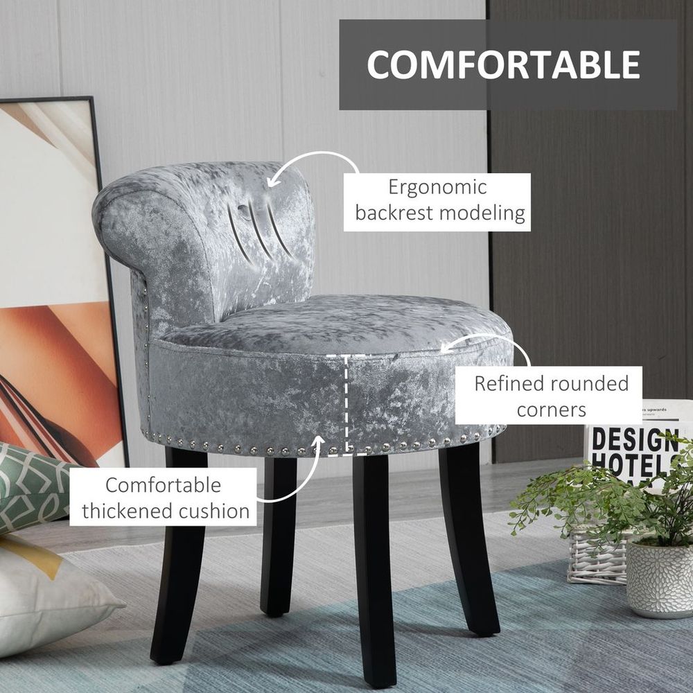 Elegant Grey Dressing Table Stool - Premium Quality & Comfortable Seating