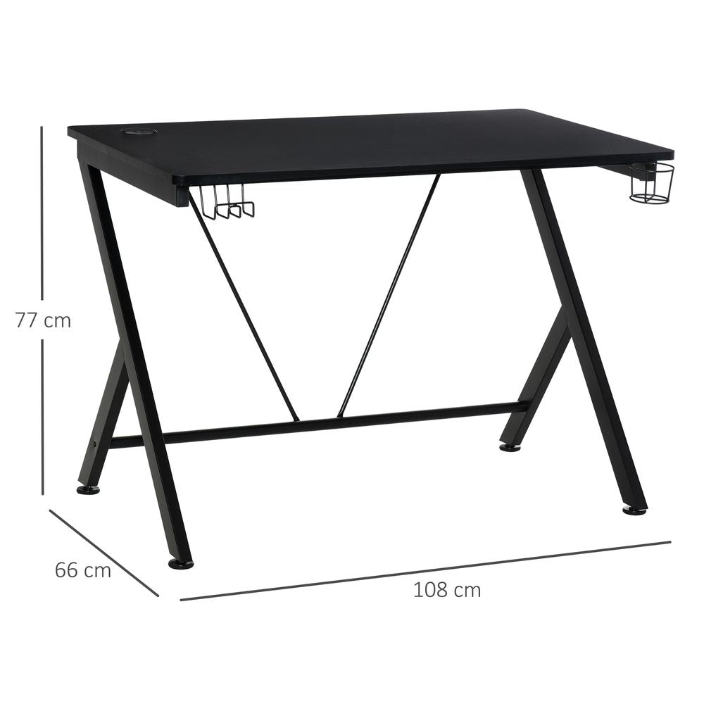 Gaming Desk Computer Table Metal Frame  Black