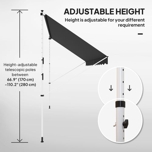 Outsunny 3 x 1.5 m Retractable patio  Awning Floor-to-ceiling shade, Black