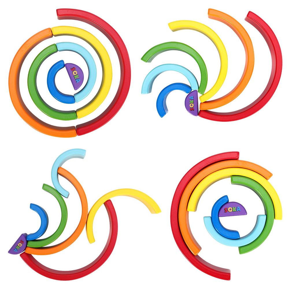 SOKA Rainbow Stacker 7pcs - FUN EDUCATIONAL TOY - Develops motor skills, inspires creativity - Ideal gift for Boys and Girls - Ages 3+.