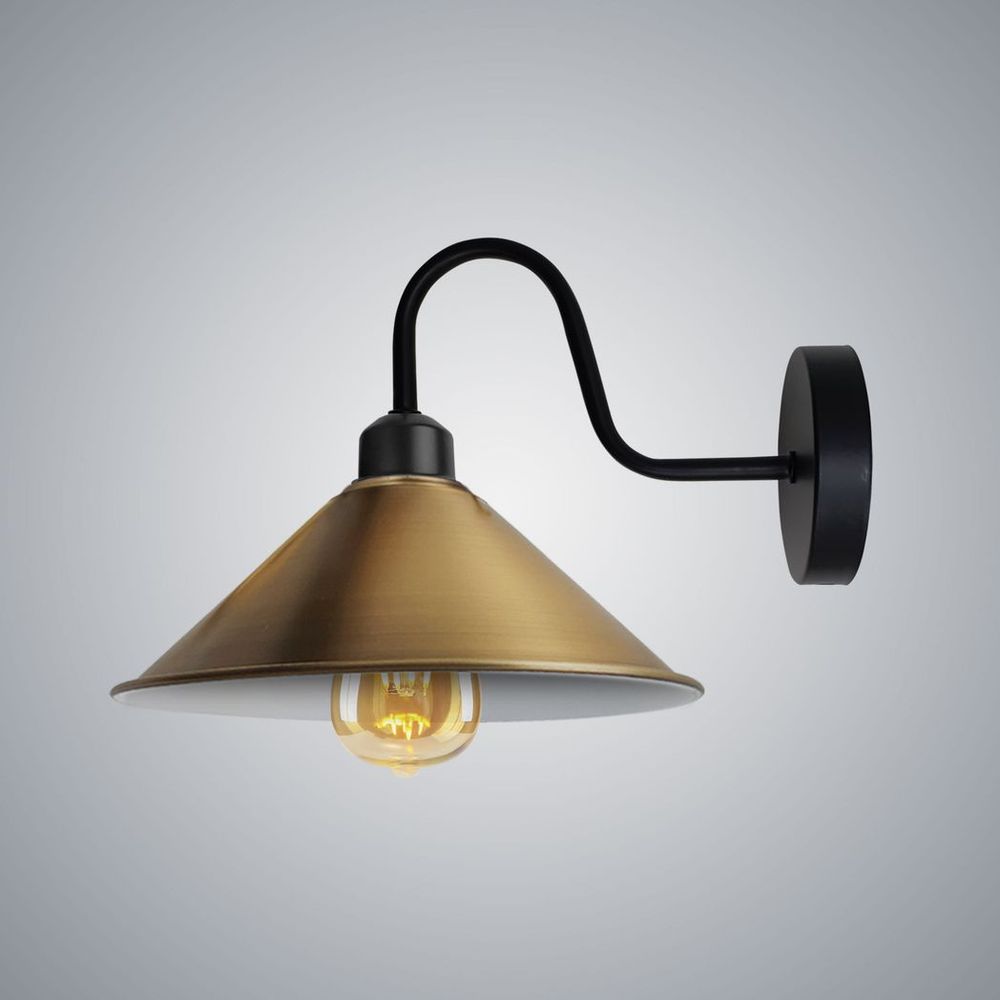 Vintage Yellow Brass Wall Light Fixture, Black Wall Sconce E27 Base - High Quality, Elegant Design - Perfect for Indoor Lighting