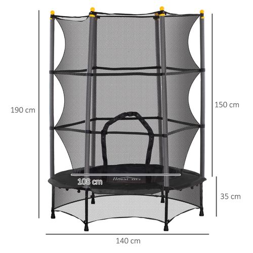 HOMCOM 4.6FT/75" Kids Trampoline with Safety Enclosure, Indoor Outdoor