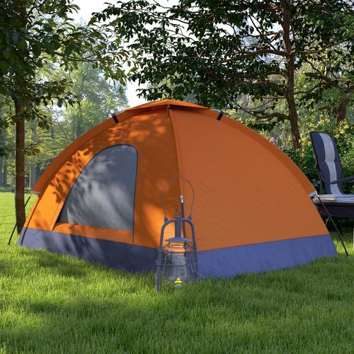 Outsunny Camping Tent for 2 Person Dome Tent w/ Storage Pocket Orange