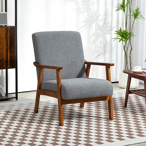 HOMCOM Boucle Accent Chair Armchair W/ Wide Seat for Living Room Bedroom