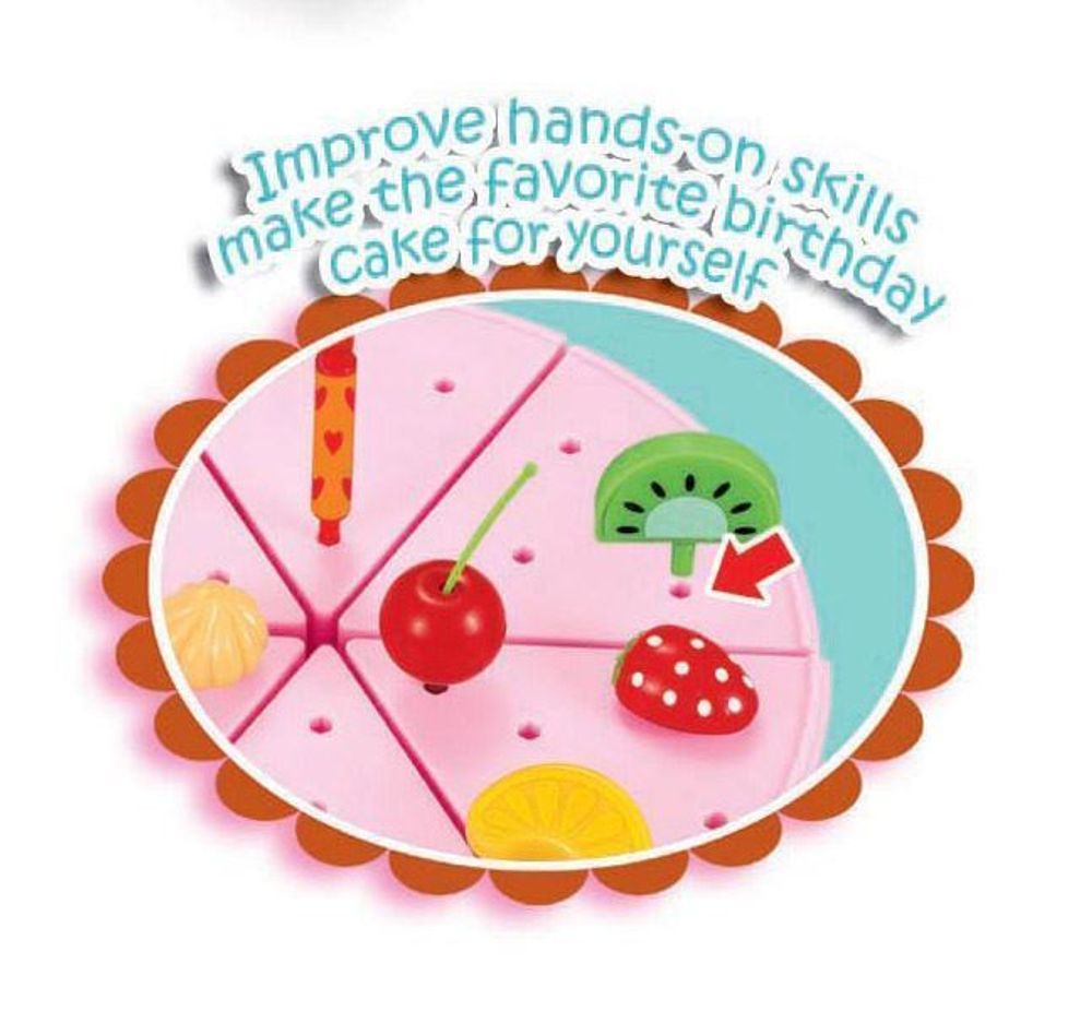 SOKA 54pc Birthday Party Cream Fruit Cake Dessert Pretend Role Play Toy Food Set Afternoon Tea Party for Kids Children Girls Boys Age 6 year old