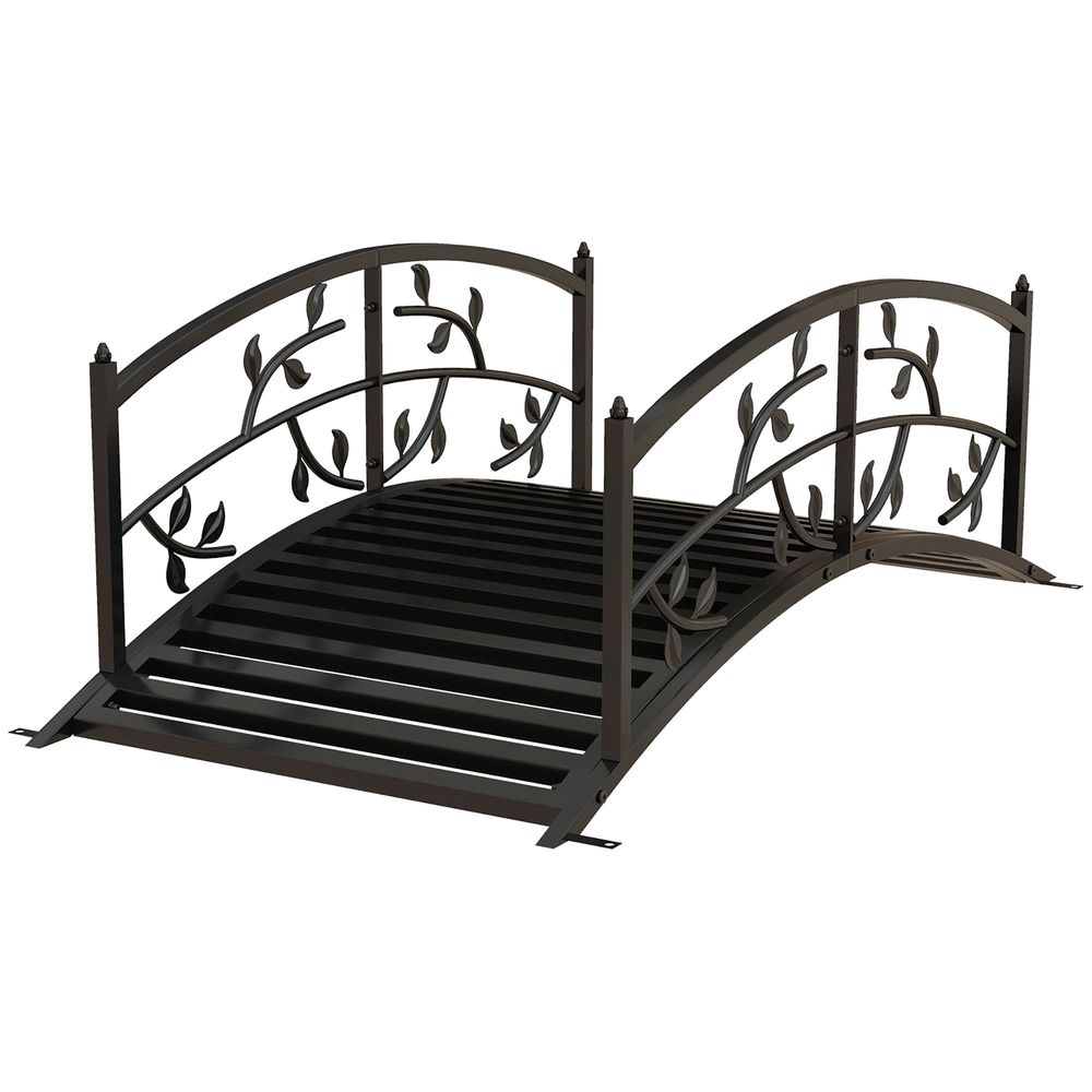 Outsunny 1.2M Classic Arch Bridge for Ponds, Creeks, Streams - Elegant Black Design
