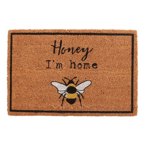 ممسحة أرجل بتصميم نحلة بعبارة "Natural Honey I’m Home"