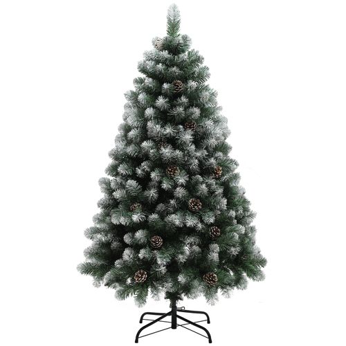 HOMCOM 5ft Artificial Pine Christmas Tree with Pinecones, Steel Base