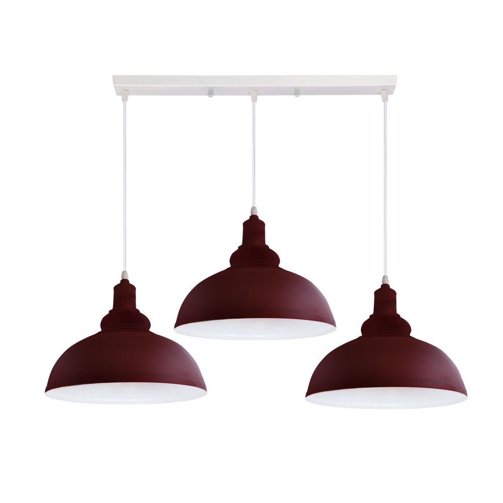 Industrial Vintage Loft Kitchen Bar 3 Lights Fittings Ceiling Curvy Metal E27
