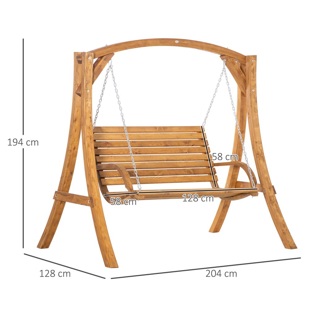 Premium Outdoor 2-Seater Swing Seat - Stylish Wooden Garden Swing Bench - High-Quality & Comfortable Seating - Perfect Patio Decor