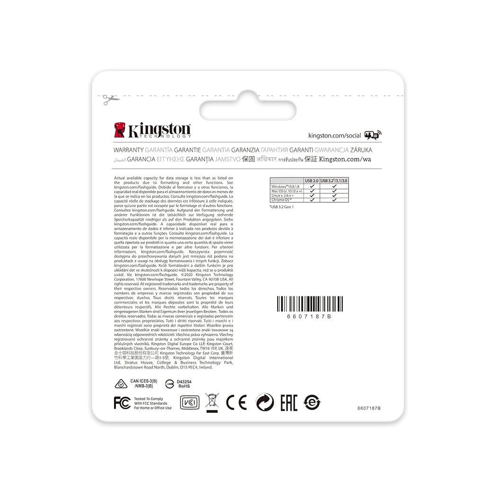 Kingston DataTraveler Kyson USB 3.2 Gen 1 Flash Drive 128GB - Stylish Capless Metal Case
