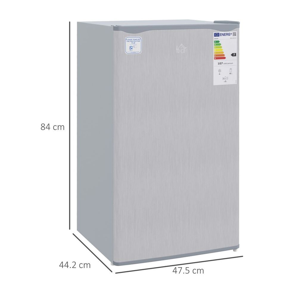 HOMCOM 91L Freestanding Under Counter Fridge with Reversible Door Grey