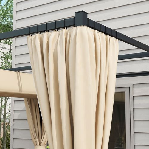 Outsunny 3 x 3(m) Pergola with Retractable Roof and Curtains, Beige