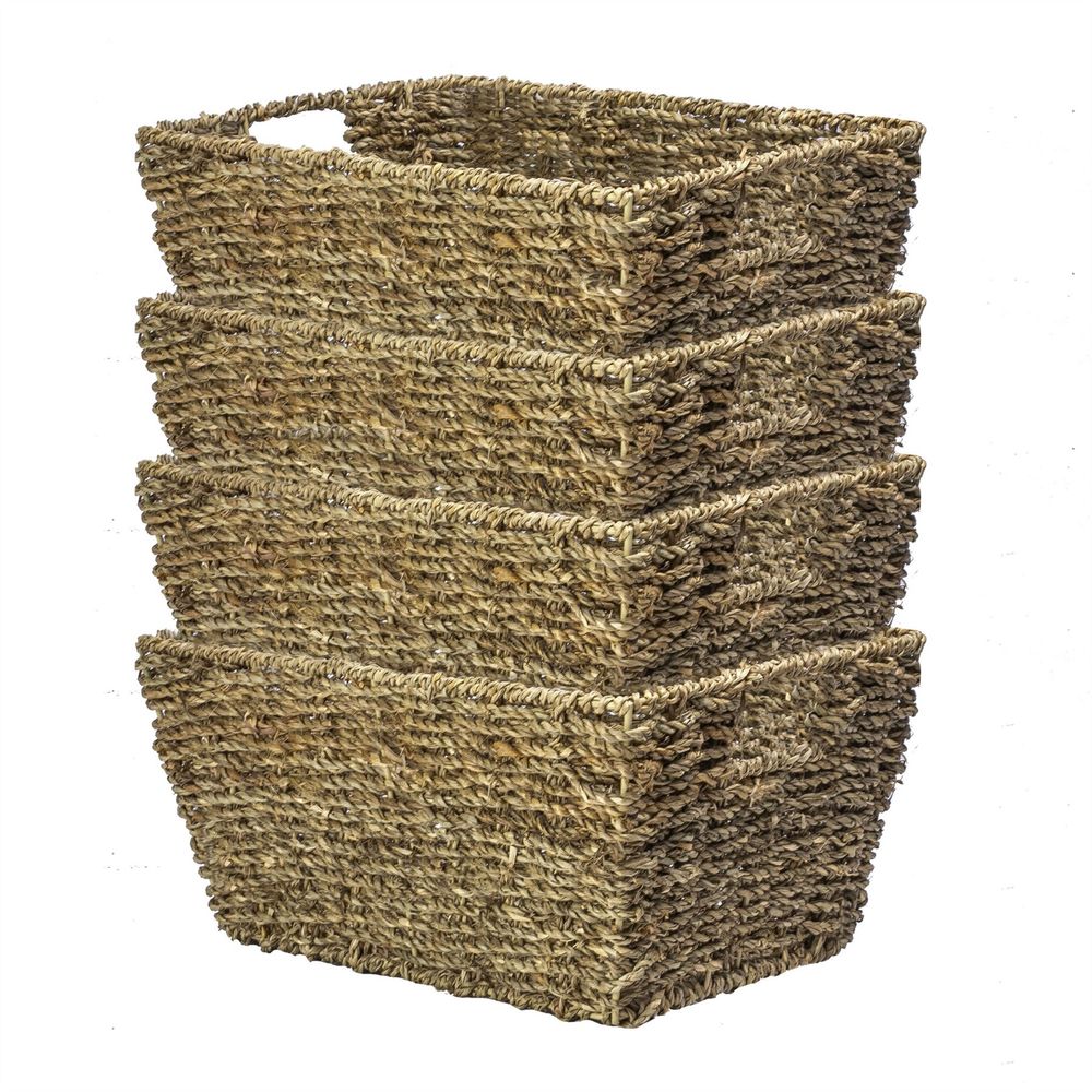 Premium Seagrass Storage Basket Set - Elegant & Eco-Friendly | 4-Pack