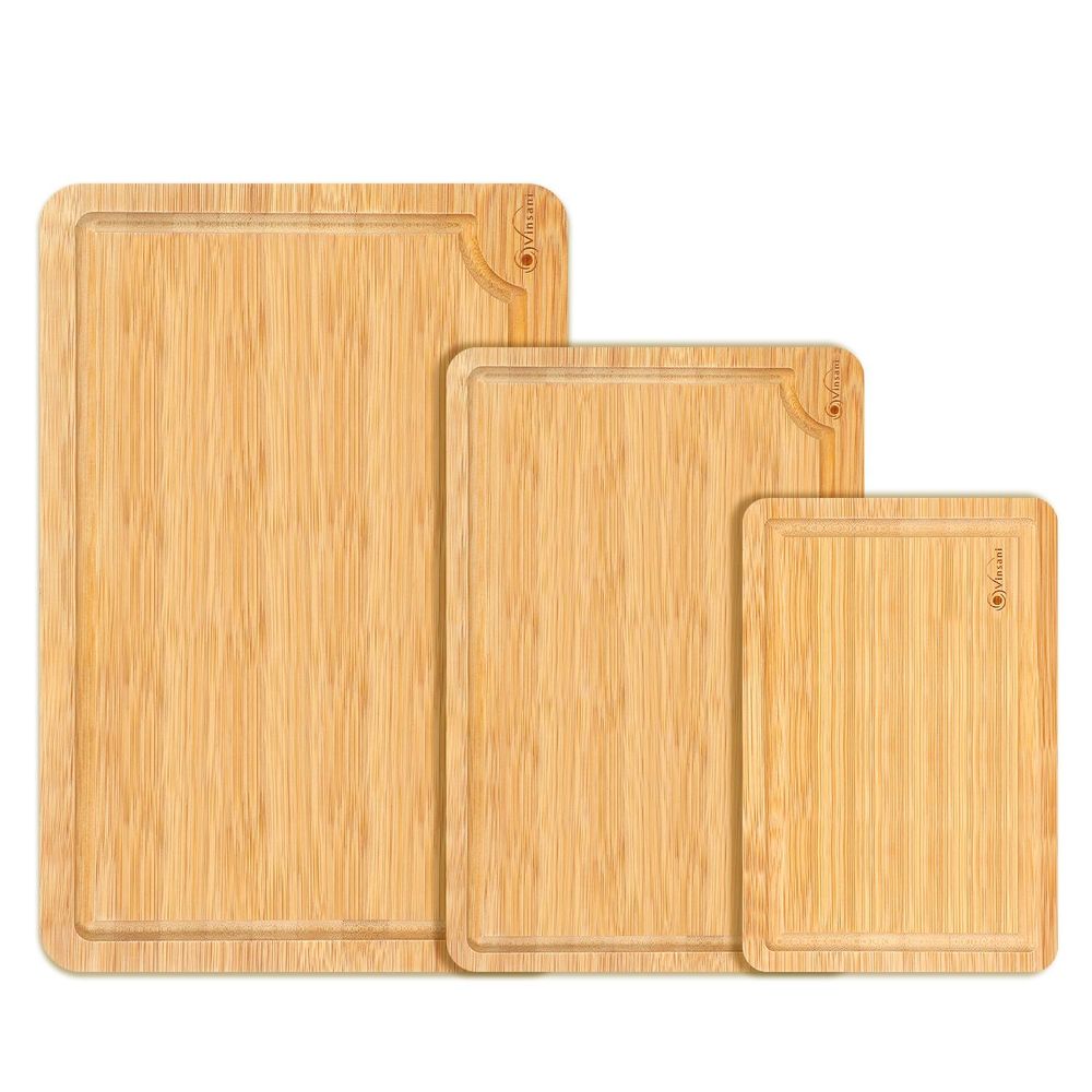 Premium Bamboo Chopping Board Set - Quality 3-Piece Kitchen Essentials, Natural & Durable