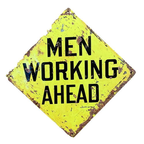 Metal Square Wall Sign - Men At Work
