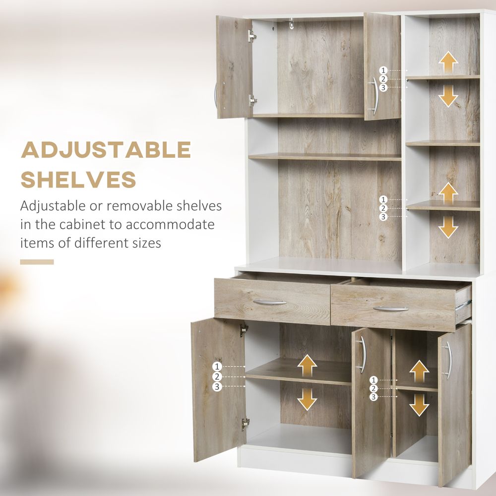 Luxurious and Versatile Kitchen Pantry Cabinet: 100x39x180cm, 6 Open Compartments, 2 Drawers, 3 Cabinets
