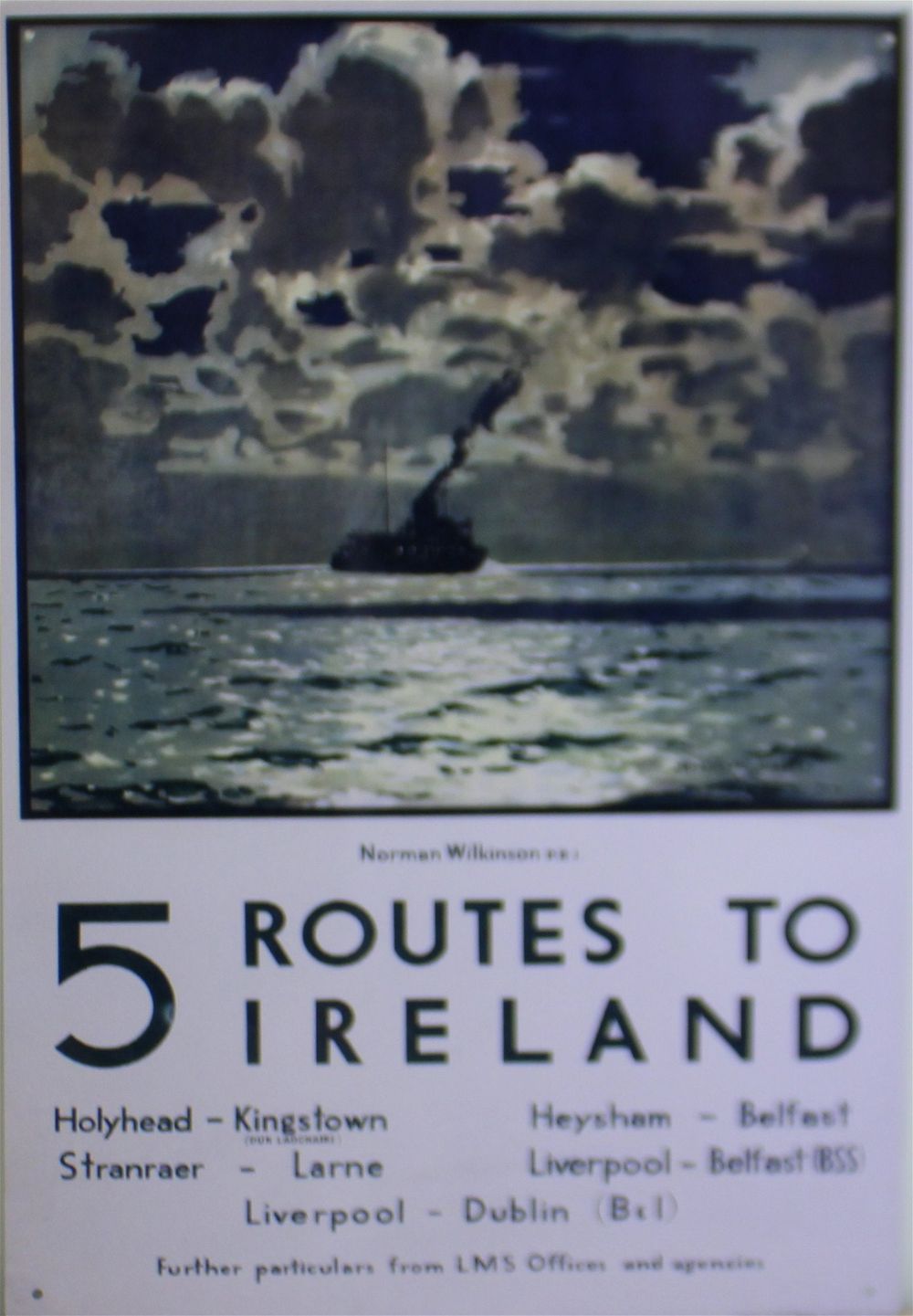 Vintage Metal Sign - Retro Art - Ferry Poster - Ireland Routes