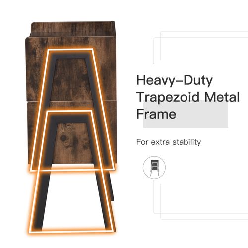 HOMCOM Set Of 2 Industrial Side Tables Stacking Duo w/ Compartment Steel Frame