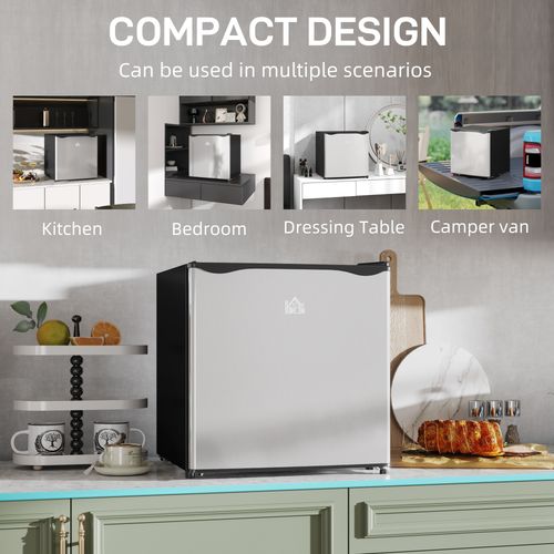 HOMCOM 46L Counter Top Fridge with Chiller Box Mini Fridge for Bedrooms Silver