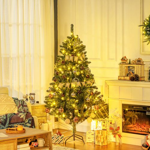 HOMCOM 6ft Artificial Christmas Tree with LED Lights, Decoration, Auto Open